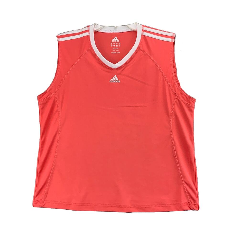 Adidas Womens Active 360 Sleeveless Athletic Tank Top Sz Large Orange 3 Stripes